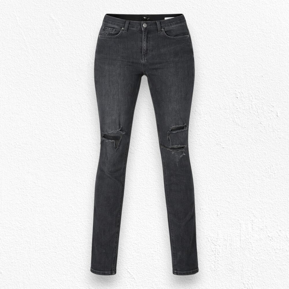 Rag & Bone Distressed Black Skinny Jeans Rock With Holes Mid Rise 29 USA Made